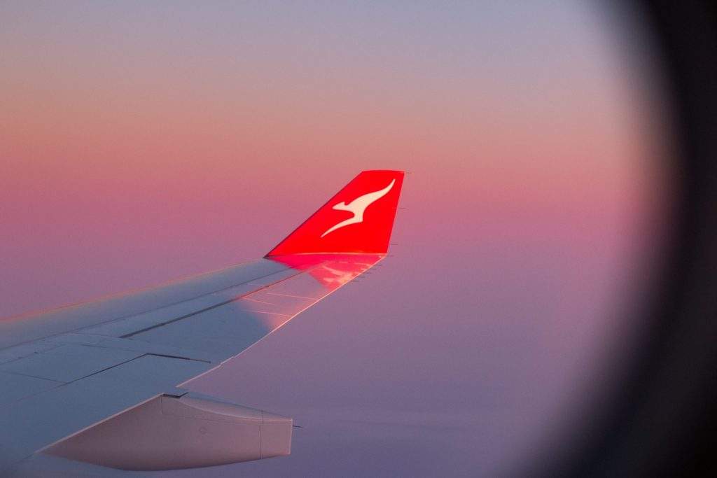 Plane wing from window
